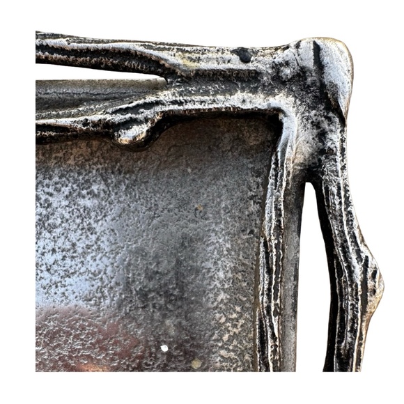 Silver Tone Metal Floral Bird Serving Trinket Tray Plate 6”x 6” - Picture 6 of 9